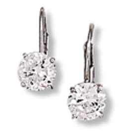 Round CZ Leverback Earrings 6mm