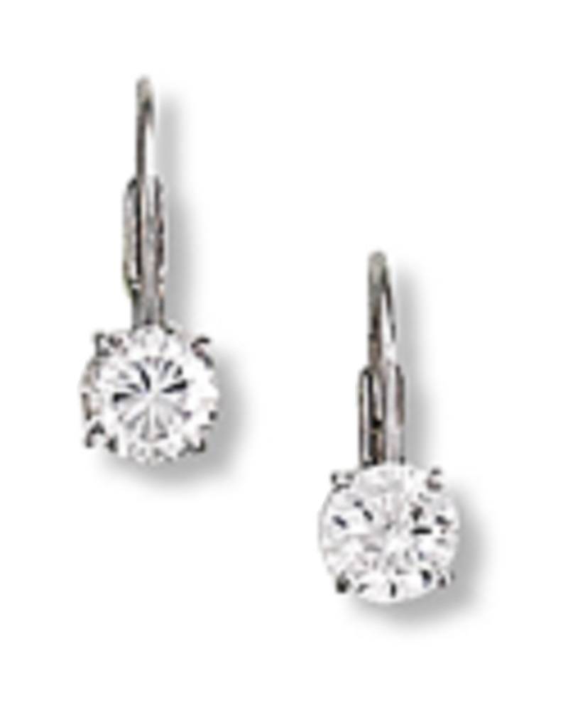 Round CZ Leverback Earrings 5mm