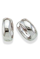Sterling Silver Plain Huggie Earrings 14mm