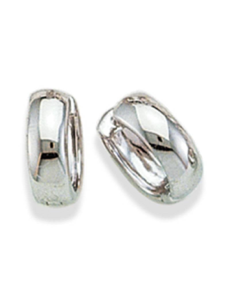 Sterling Silver Plain Huggie Earrings 14mm