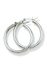 Sterling Silver Plain Hoop Earrings 27mm