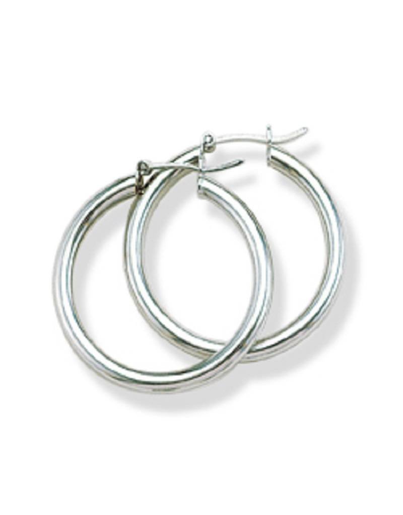 Sterling Silver Plain Hoop Earrings 27mm