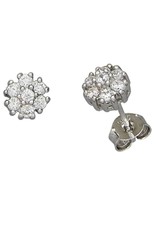 Sterling Silver Mini Flower Cubic Zirconia Stud Earrings 6mm