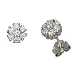 Mini Flower CZ Stud Earrings 6mm