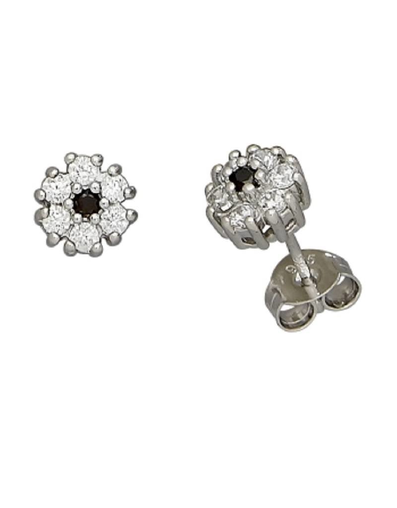 Sterling Silver Mini Flower Cubic Zirconia Stud Earrings 6mm