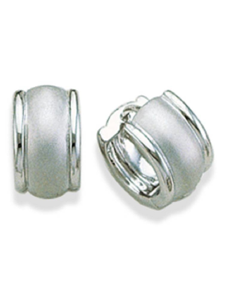 Sterling Silver Matte/Shiny Huggie Earrings 15mm