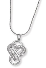 Sterling Silver Heart/Infinity Cubic Zirconia Necklace 18"