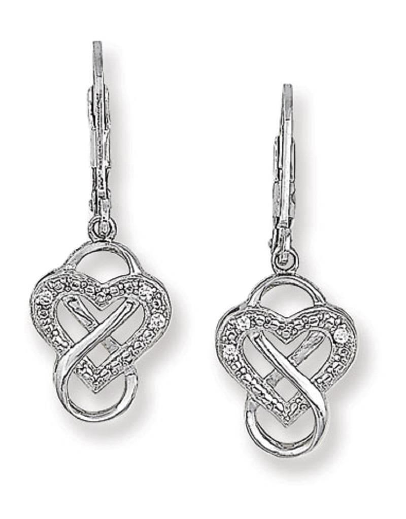 Sterling Silver Heart/Infinity Cubic Zirconia Earrings 15mm
