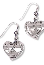 Sterling Silver Double Heart Cubic Zirconia Earrings