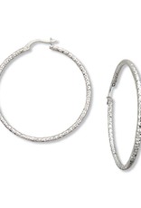 Sterling Silver Round Diamond Cut Hoop Earrings 44mm