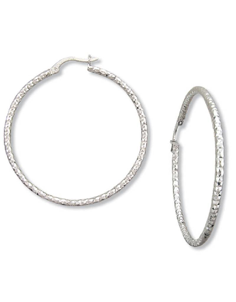 Sterling Silver Round Diamond Cut Hoop Earrings 44mm