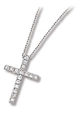 Sterling Silver 24mm Cross Cubic Zirconia Necklace 18"