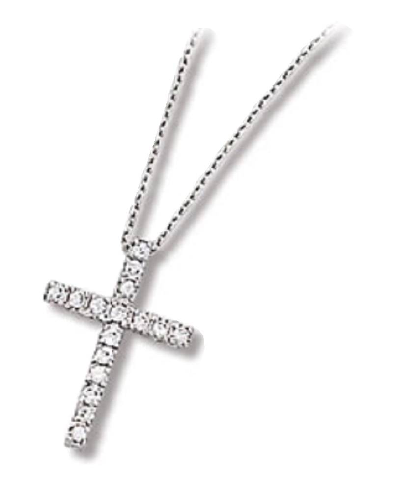 24mm CZ Cross Necklace 18"