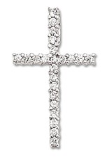 Sterling Silver Cross with Cubic Zirconia Necklace 18" (Includes Chain)