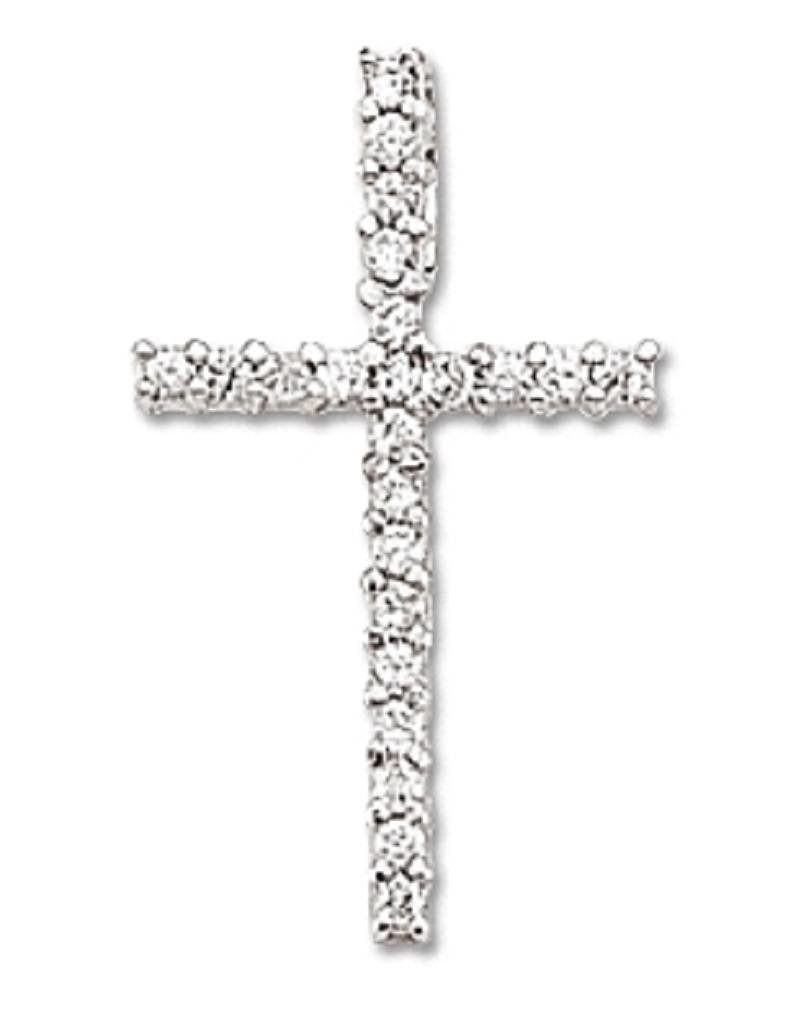Sterling Silver Cross with Cubic Zirconia Necklace 18" (Includes Chain)