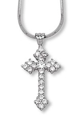 Sterling Silver Cross with Cubic Zirconia Necklace 18"