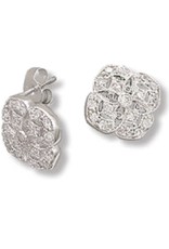 Sterling Silver Antique Design Cubic Zirconia Post Earrings