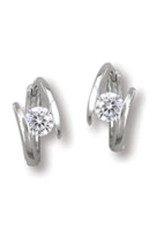Sterling Silver 4mm Cubic Zirconia Huggie Earrings 14mm