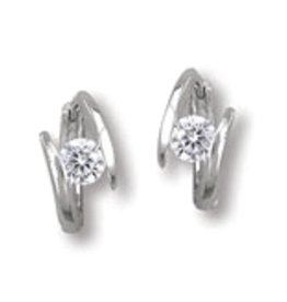 4mm CZ Huggie Earrings 14mm