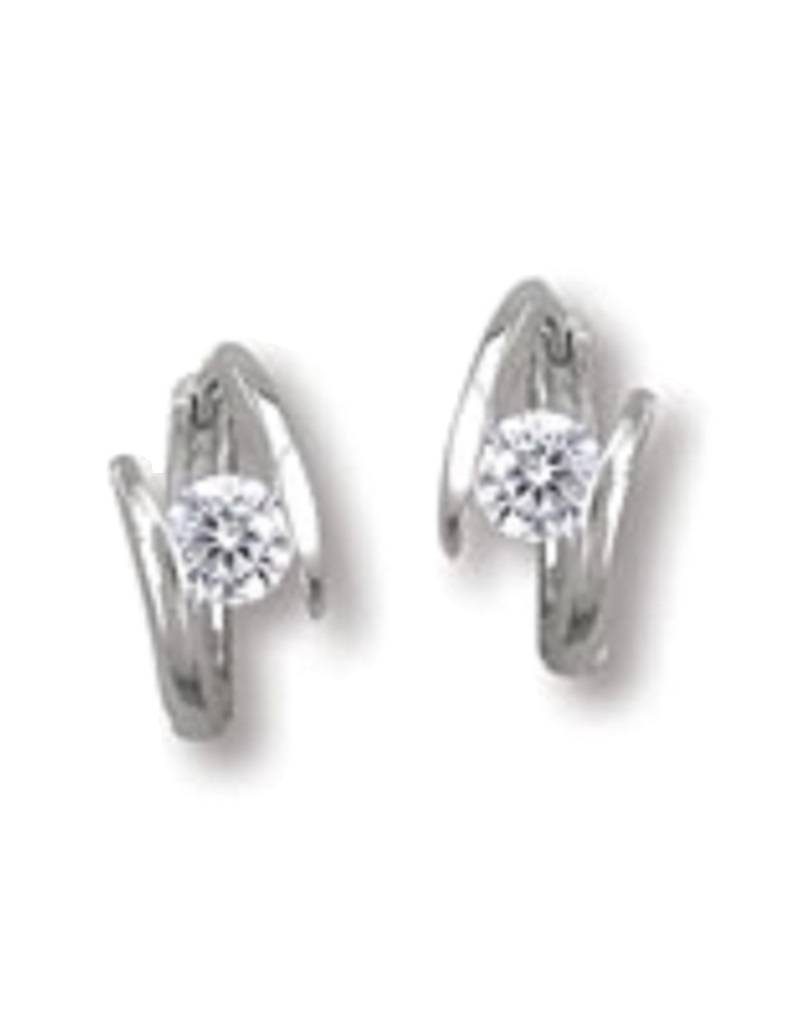 4mm CZ Huggie Earrings 14mm