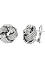 Sterling Silver Knot Omega Back Post Earrings 16mm