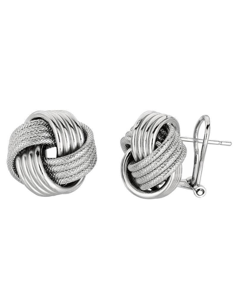 Sterling Silver Knot Omega Back Post Earrings 16mm