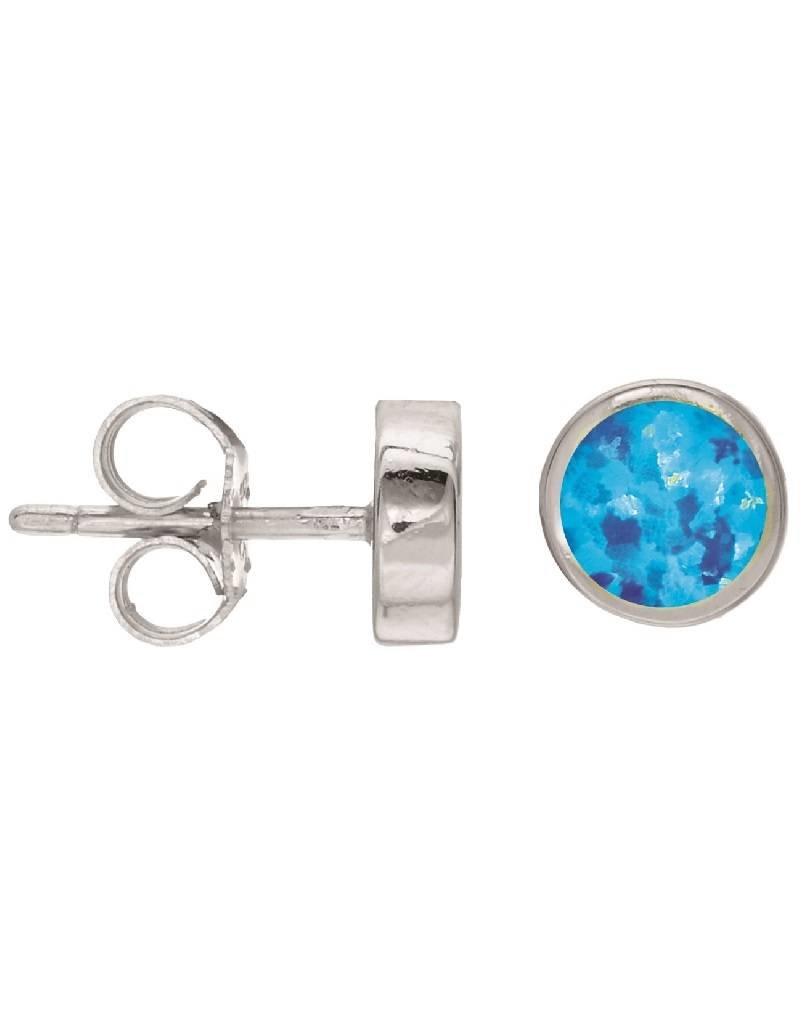 7mm Synthetic Opals Sterling Silver Post Stud Earrings