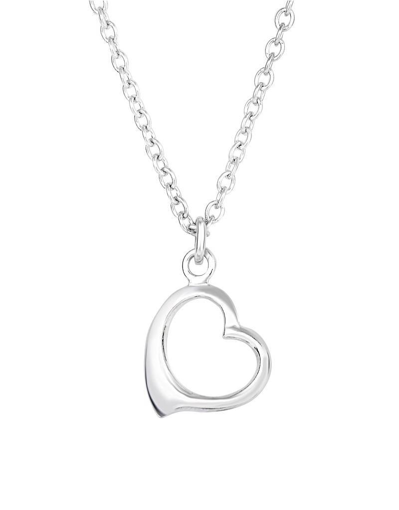 Sterling Silver Heart Slide Necklace 17"