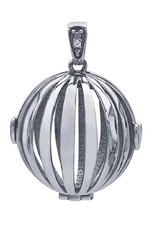 Sterling Silver Round Cage Locket Pendant with Diamond-Set Bail 22mm