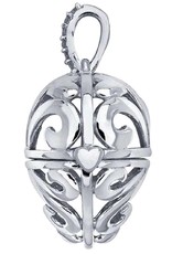 Sterling Silver Filigree Heart Locket Pendant with Diamond-Set Bail 24.5mm