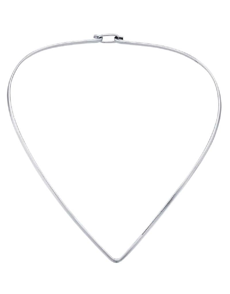 Sterling Silver V-Shaped Flat Wire Choker Necklace w/ Hook 18"