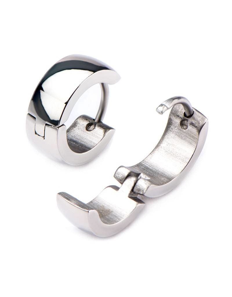 Stainless Steel 5mm Wide Huggie Earrings 13mm