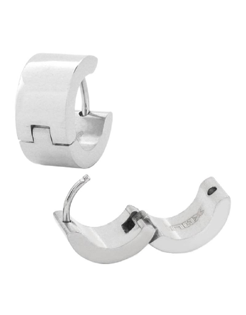 7mm Wide Flat Stainless Steel Huggie Earrings 13mm Simply Sterling