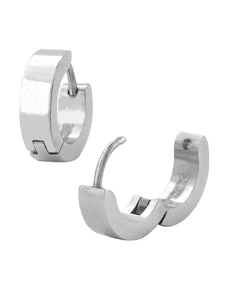 Stainless Steel Brushed Round Huggie Earrings 14mm Simply Sterling