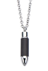 Men's Stainless Steel & Graphite Bullet Necklace 22"