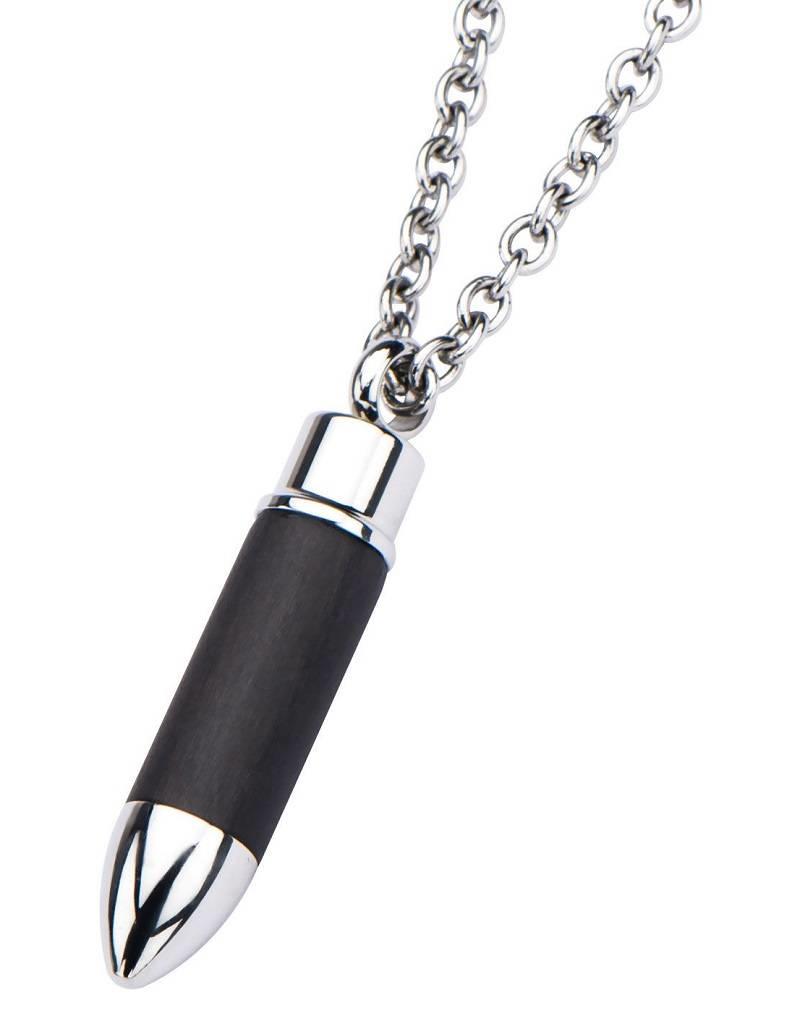 Men's Stainless Steel & Graphite Bullet Necklace 22"