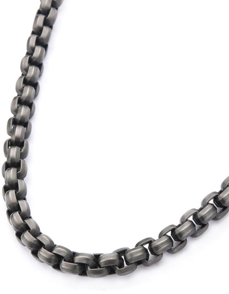 Men's Stainless Steel 8mm Round Box Chain Necklace with Gunmetal Finish 24"