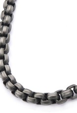 Men's Stainless Steel 8mm Round Box Chain Necklace with Gunmetal Finish 24"