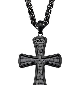 Black CZ Cross Necklace 22"