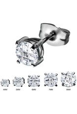 Stainless Steel Round Cut Cubic Zirconia Post Earrings 4-8mm