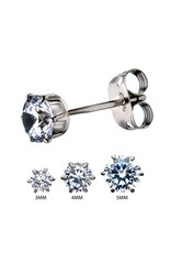 Titanium Prong Set Round Cubic Zirconia Stud Earrings 3-5mm