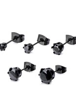 Stainless Steel Black Ion Plated Setting with Black Cubic Zirconia Stud Earrings