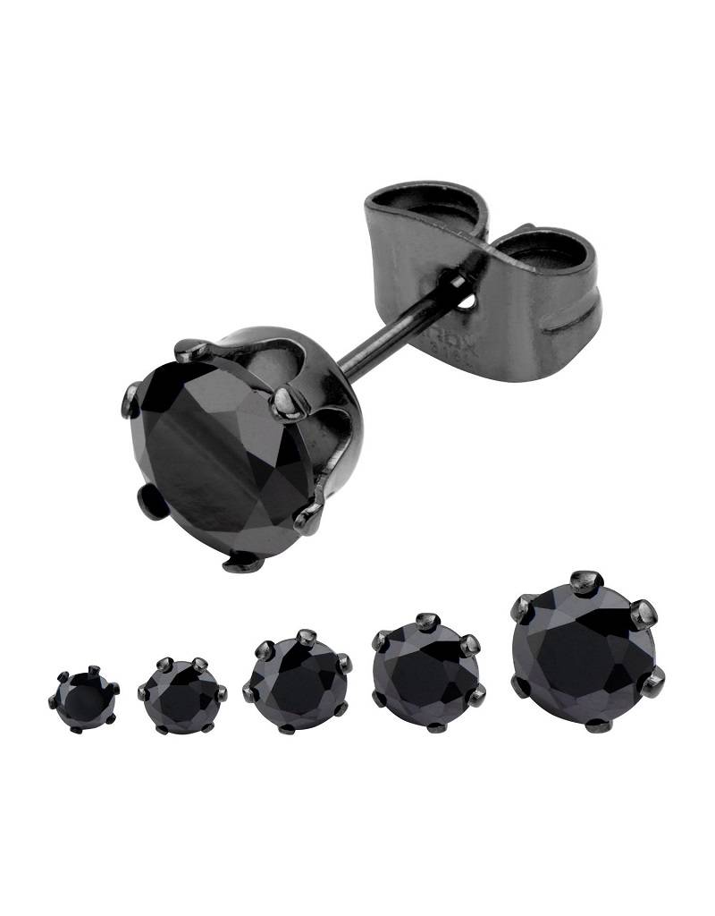 Black IP CZ Steel Stud 3-8mm