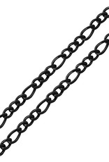 Stainless Steel 6mm Black Figaro Chain Link Necklace