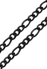 Stainless Steel 6mm Black Figaro Chain Link Necklace
