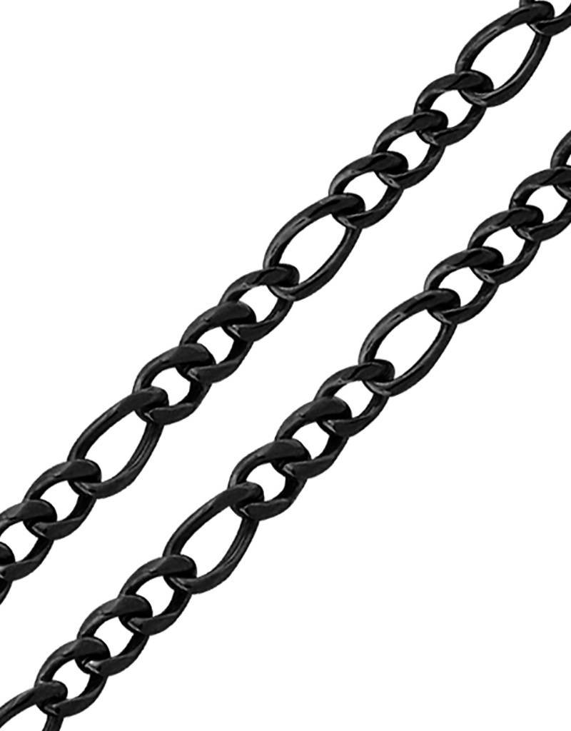 Stainless Steel 6mm Black Figaro Chain Link Necklace