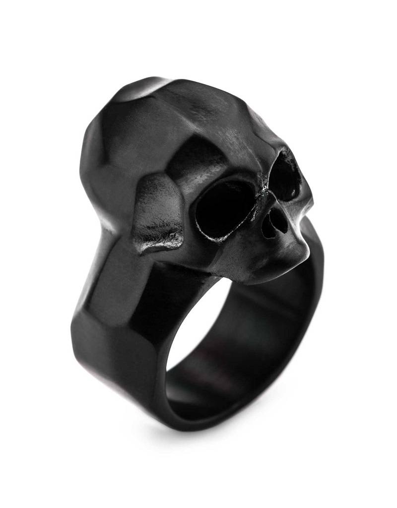 Black Geometric Skull Ring