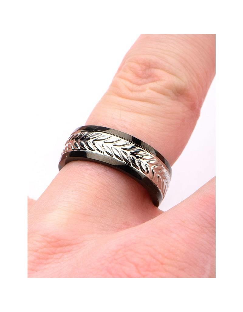 Men's Stainless Steel Wheat Pattern Band Ring Size 12