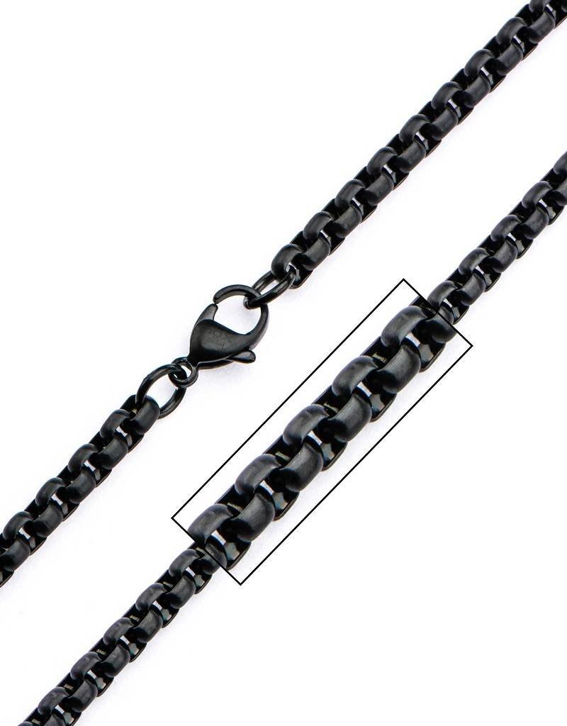 Stainless Steel Black 3.5mm Box Chain Necklace
