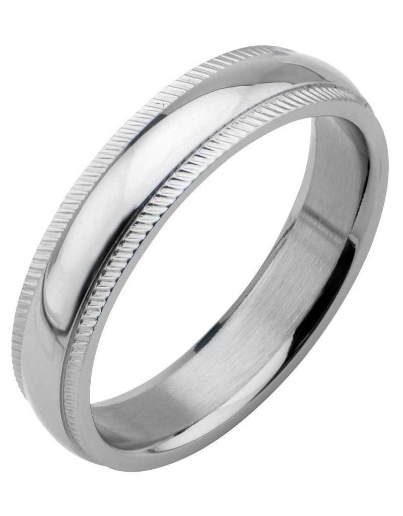 Men's Stainless Steel 5mm Line Edge Band Ring